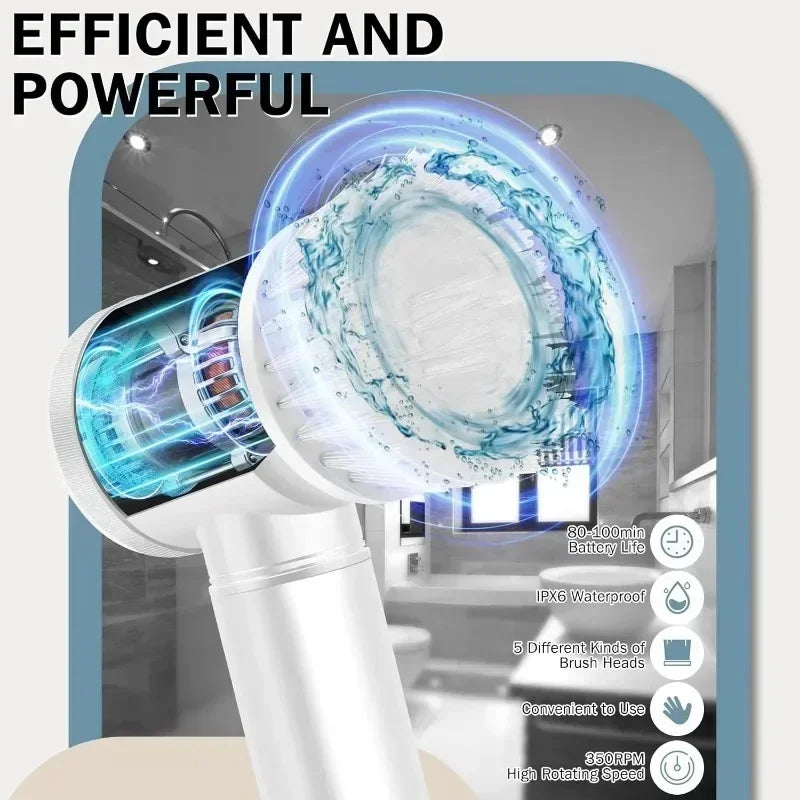 Five in One Multifunctional Electric Cleaning Brush for Bathroom Washing and Kitchen Cleaning Tools Essential household items