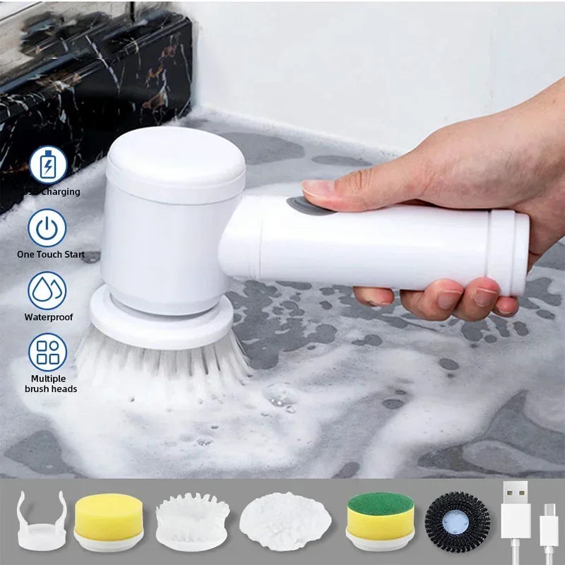Five in One Multifunctional Electric Cleaning Brush for Bathroom Washing and Kitchen Cleaning Tools Essential household items